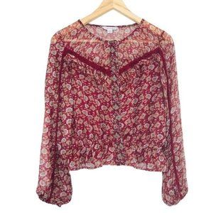 AMERICAN EAGLE Peasant Floral Button Down Blouse Size Small